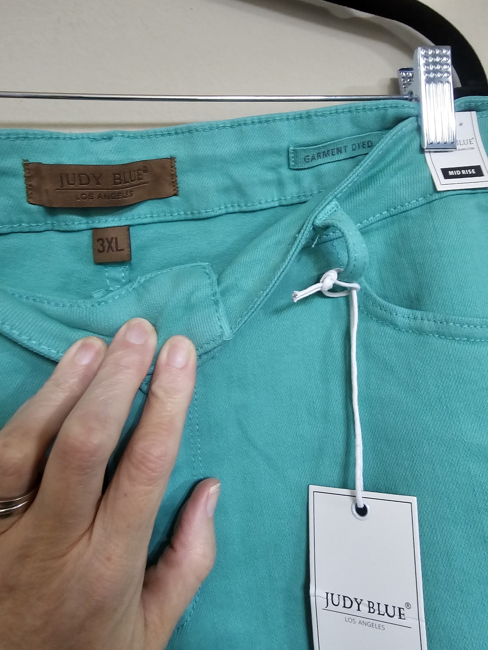 Judy Blue Teal Mid-Rise Garment Dyed Cotton Shorts - Picture 5 of 6